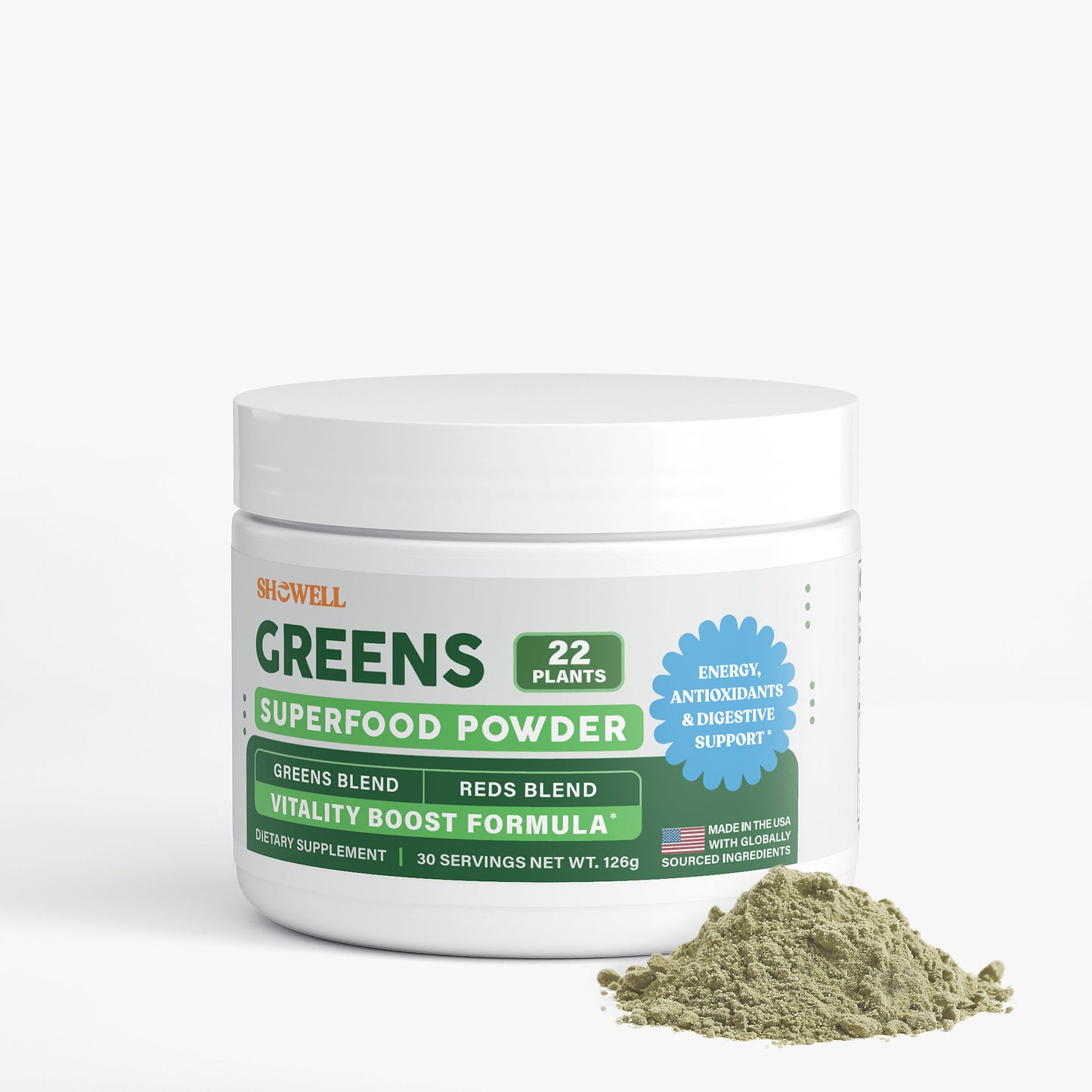 SheWell Greens Superfood – Plant-Based Greens & Reds Powder | 30 Servings