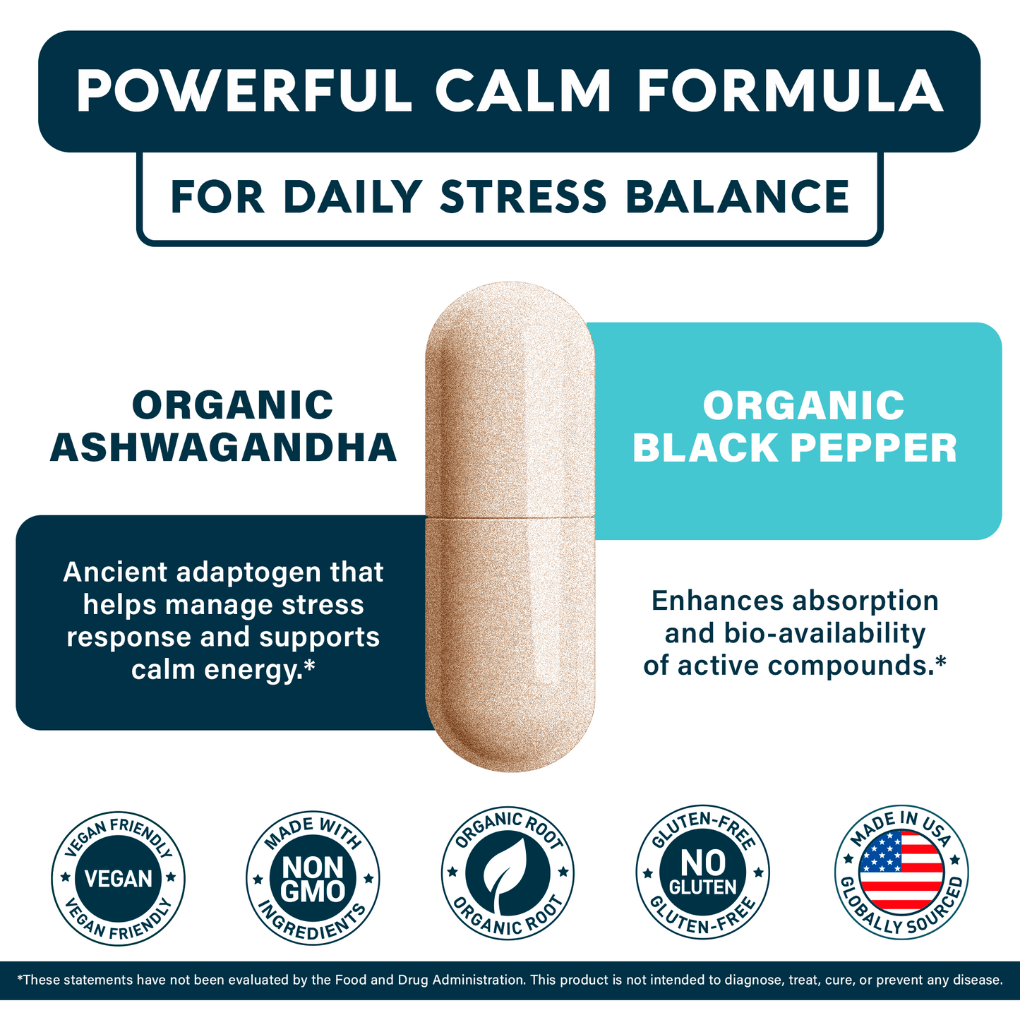 SheWell Ashwagandha Capsules – 650 mg Organic Root + 5 mg Black Pepper – Mood & Stress Support – 60 Vegan Caps