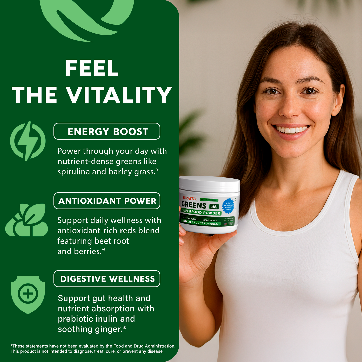 SheWell Greens Superfood – Plant-Based Greens & Reds Powder | 30 Servings