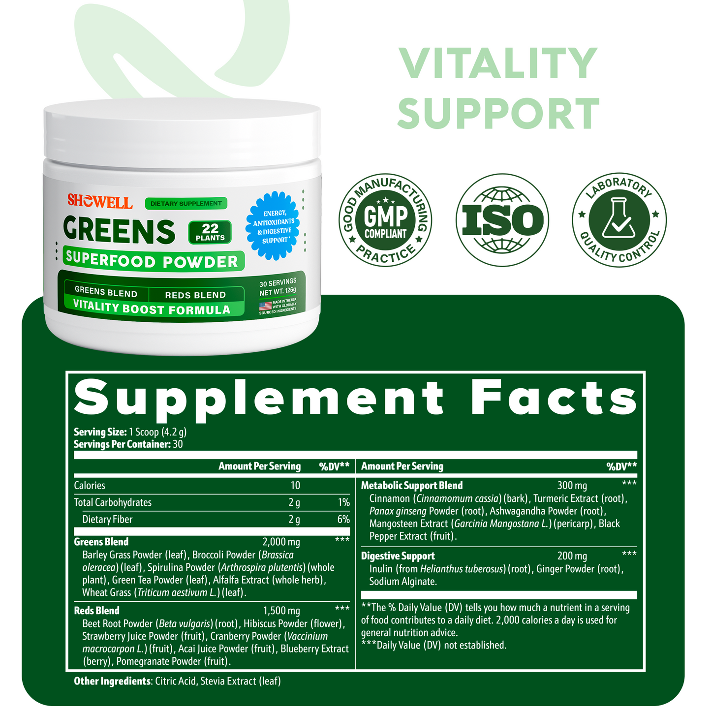 SheWell Greens Superfood – Plant-Based Greens & Reds Powder | 30 Servings