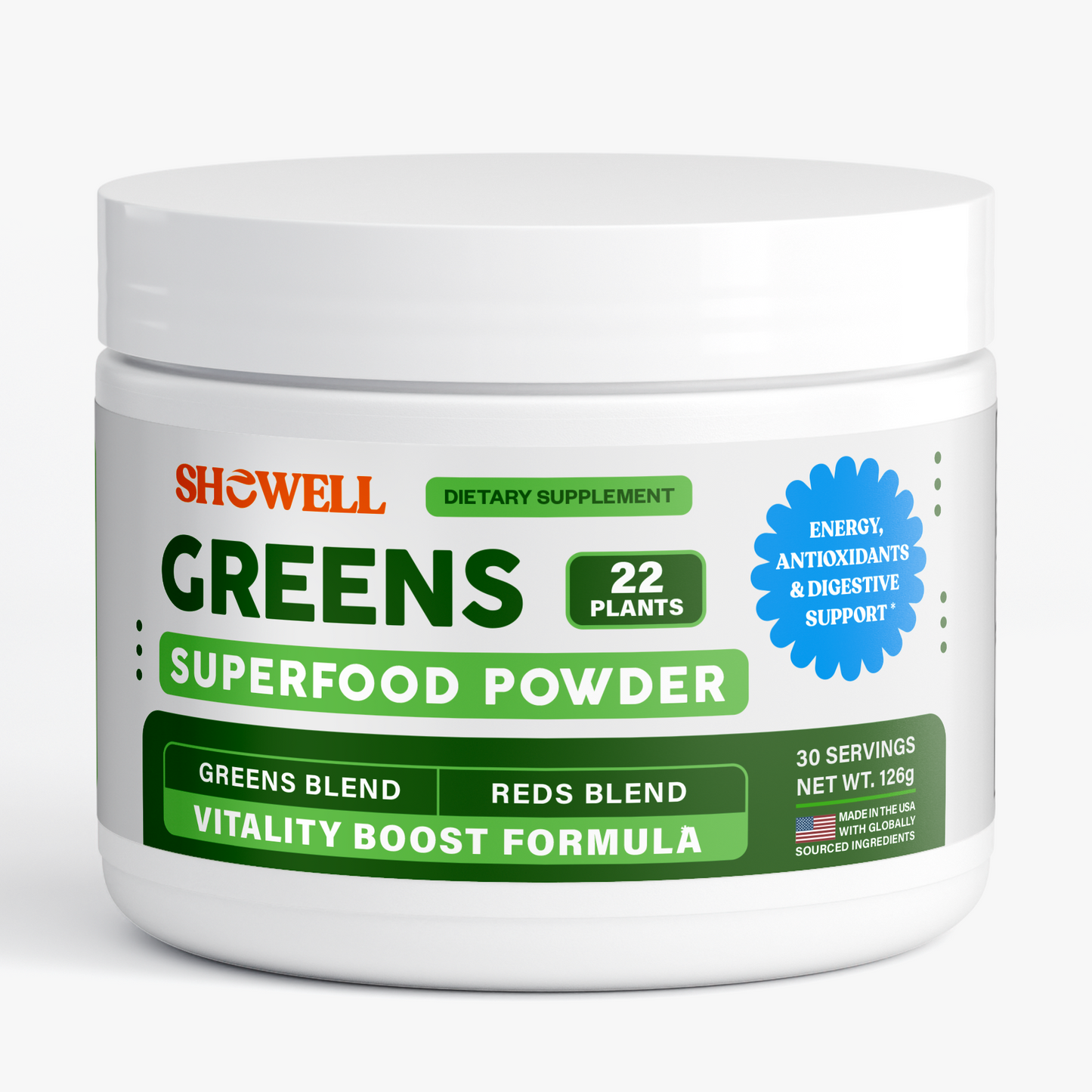 SheWell Greens Superfood – Plant-Based Greens & Reds Powder | 30 Servings