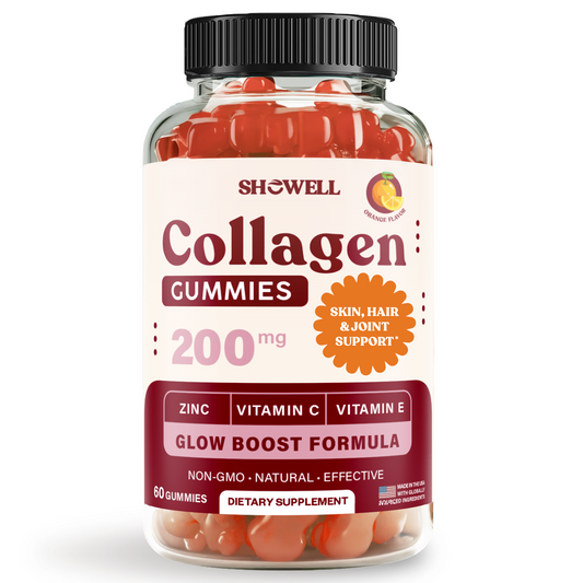 SheWell Collagen Gummies – Orange Flavor | Collagen Peptides + Vitamin C, E, Biotin & Zinc | Skin, Hair & Joint Support | 60 Gummies